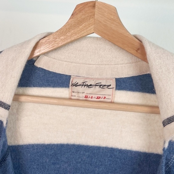 NEW Free People We the Free Acadia Striped 100% Wool Cardi Sweater - Picture 5 of 7